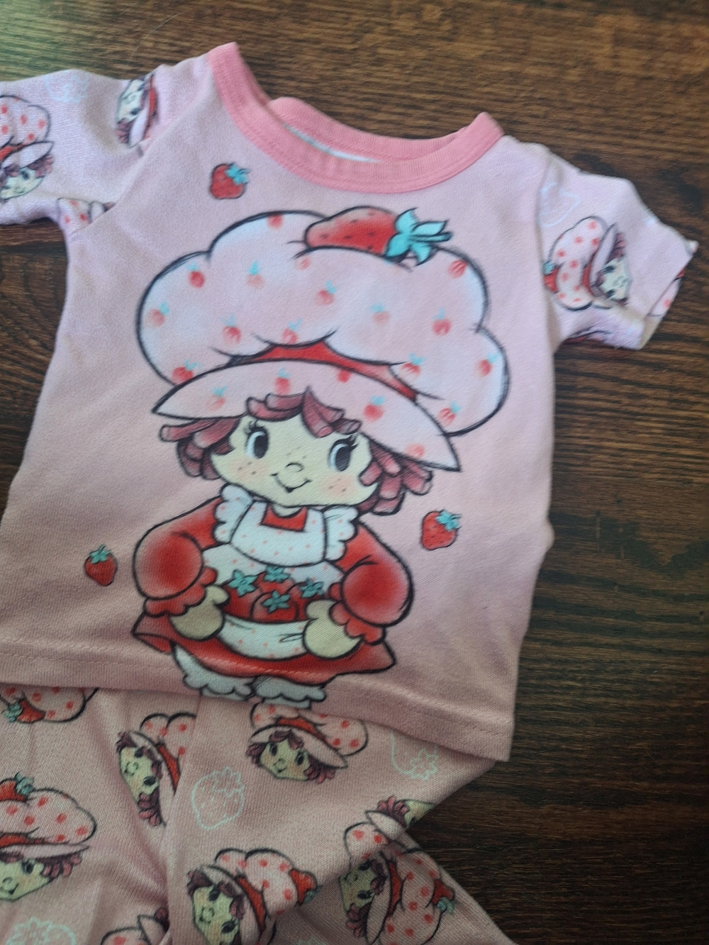 Pink Strawberry Character Kids One-Piece Pajama Set